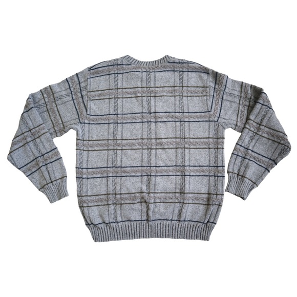 VTG Pattern Jumper Mens L Gray Cosby Knitted Grandpa Grunge Golf Crewneck - Picture 5 of 5